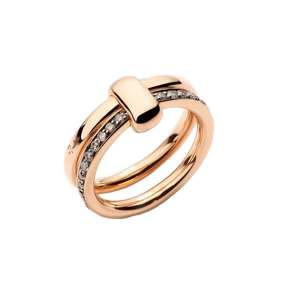 Pomellato Style Pillow Cubic Zirconia 18K Gold-Plated Ring