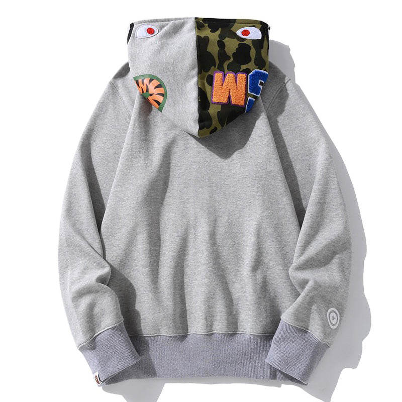 BAPE Camo Shark Hoodie - Black, Grey & Red