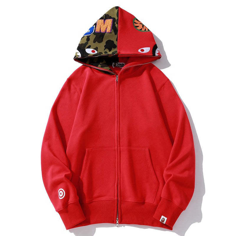 BAPE Camo Shark Hoodie - Black, Grey & Red