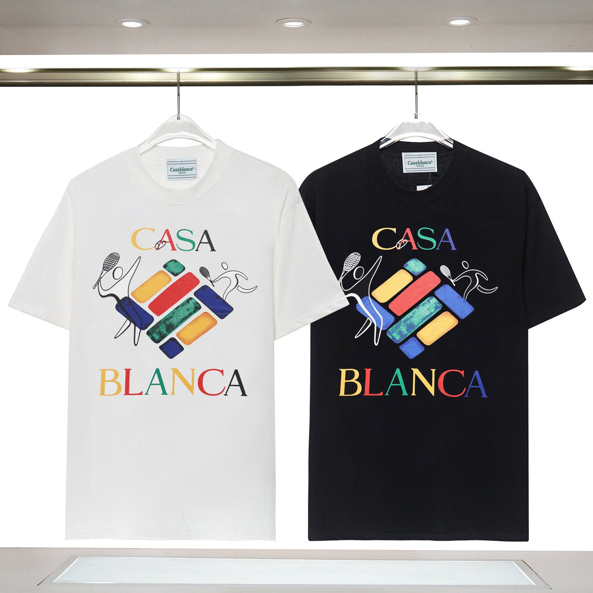 Casablanca Tennis Graphic T-Shirt Loose Oversized Short Sleeve Tee