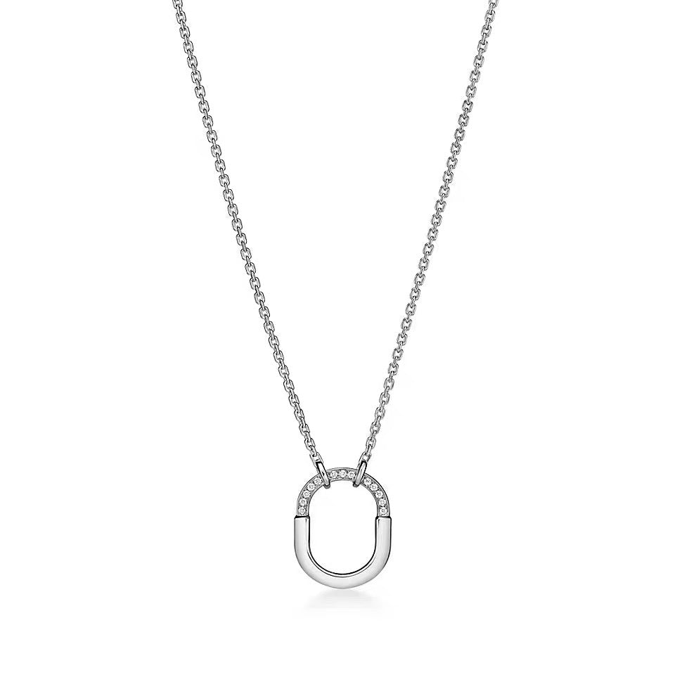 Tiffany Style Lock Cubic Zirconia 18K Gold-Plated Necklace