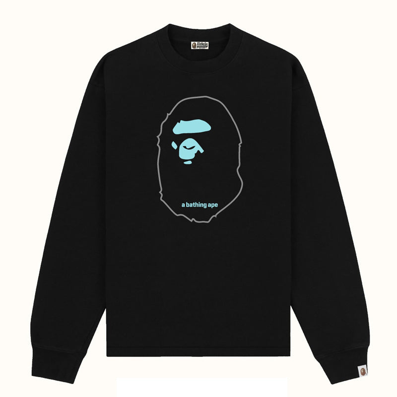Bape Multi‑Ape‑Head Graphic Oversized Long Sleeve Tee Streetwear