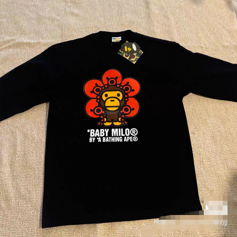 Bape Multi‑Ape‑Head Graphic Oversized Long Sleeve Tee Streetwear