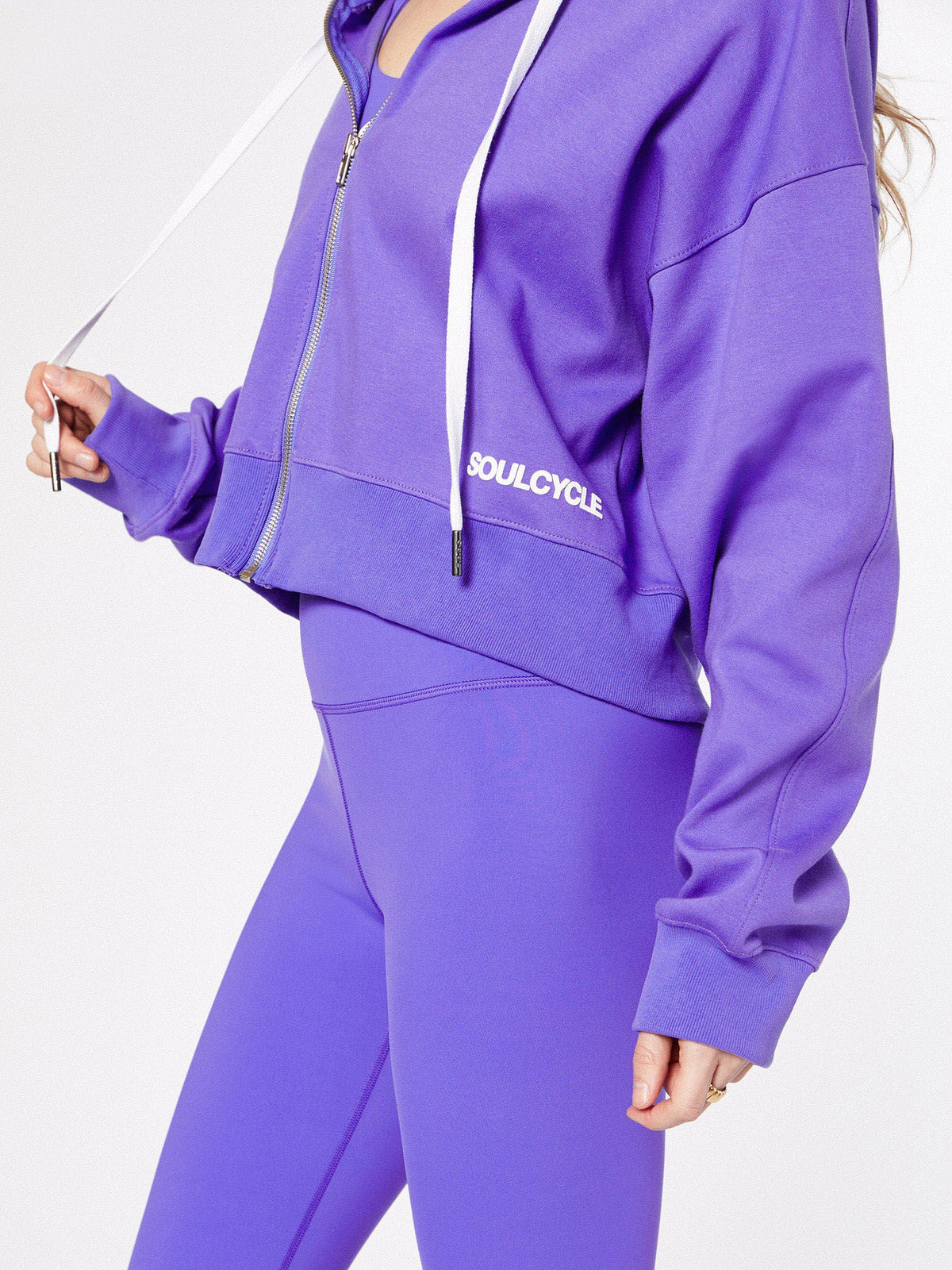 CROPPED ZIP UP HOODIE BLUE