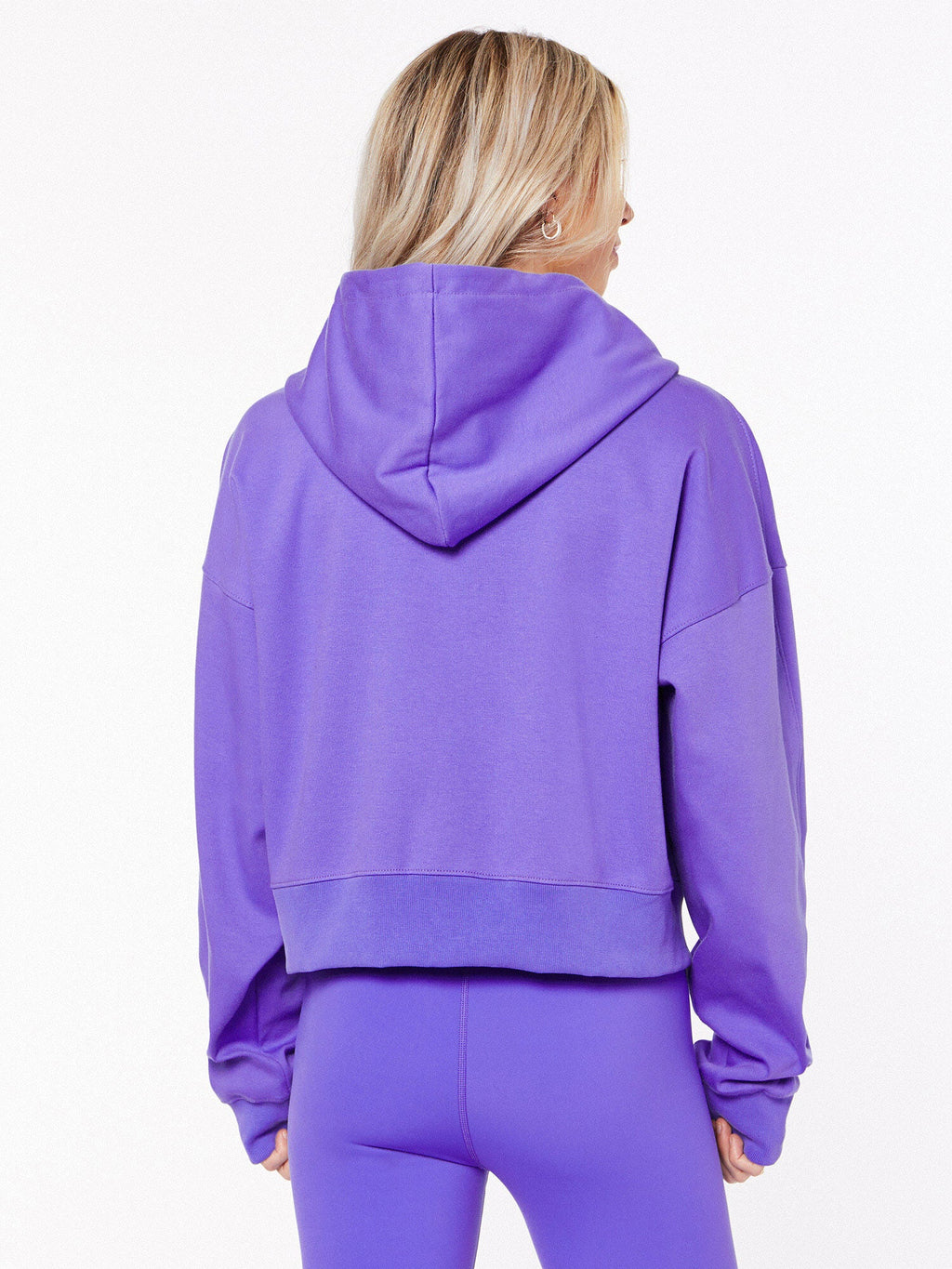 CROPPED ZIP UP HOODIE BLUE