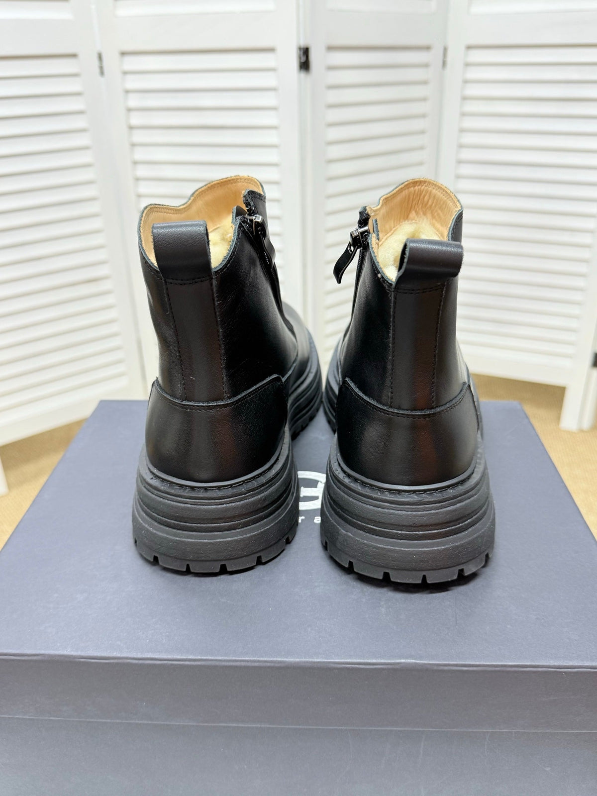 UGG Black Leather Side-Zip Boots
