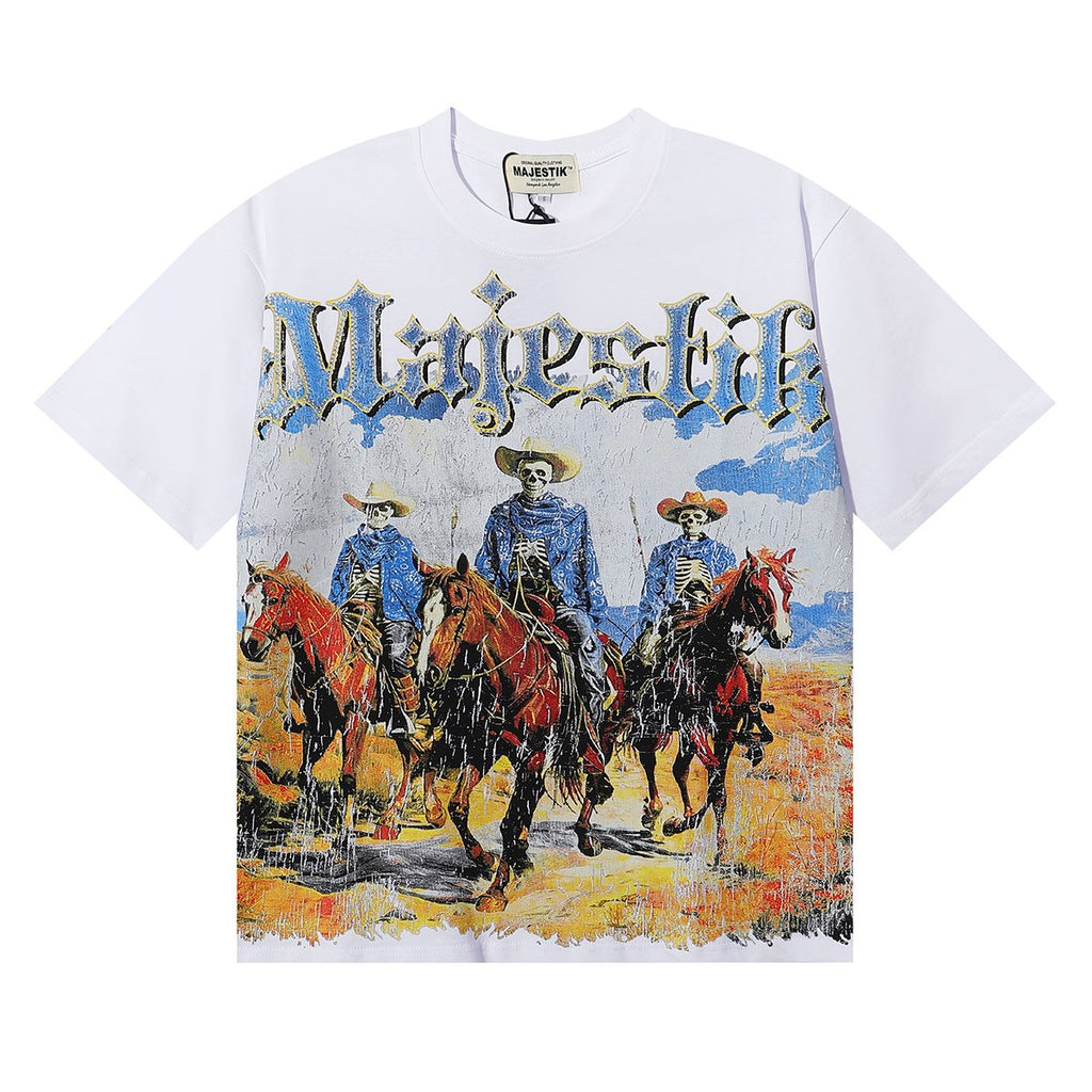 MAJESTIK Western Horse Skeleton Graphic T-Shirt