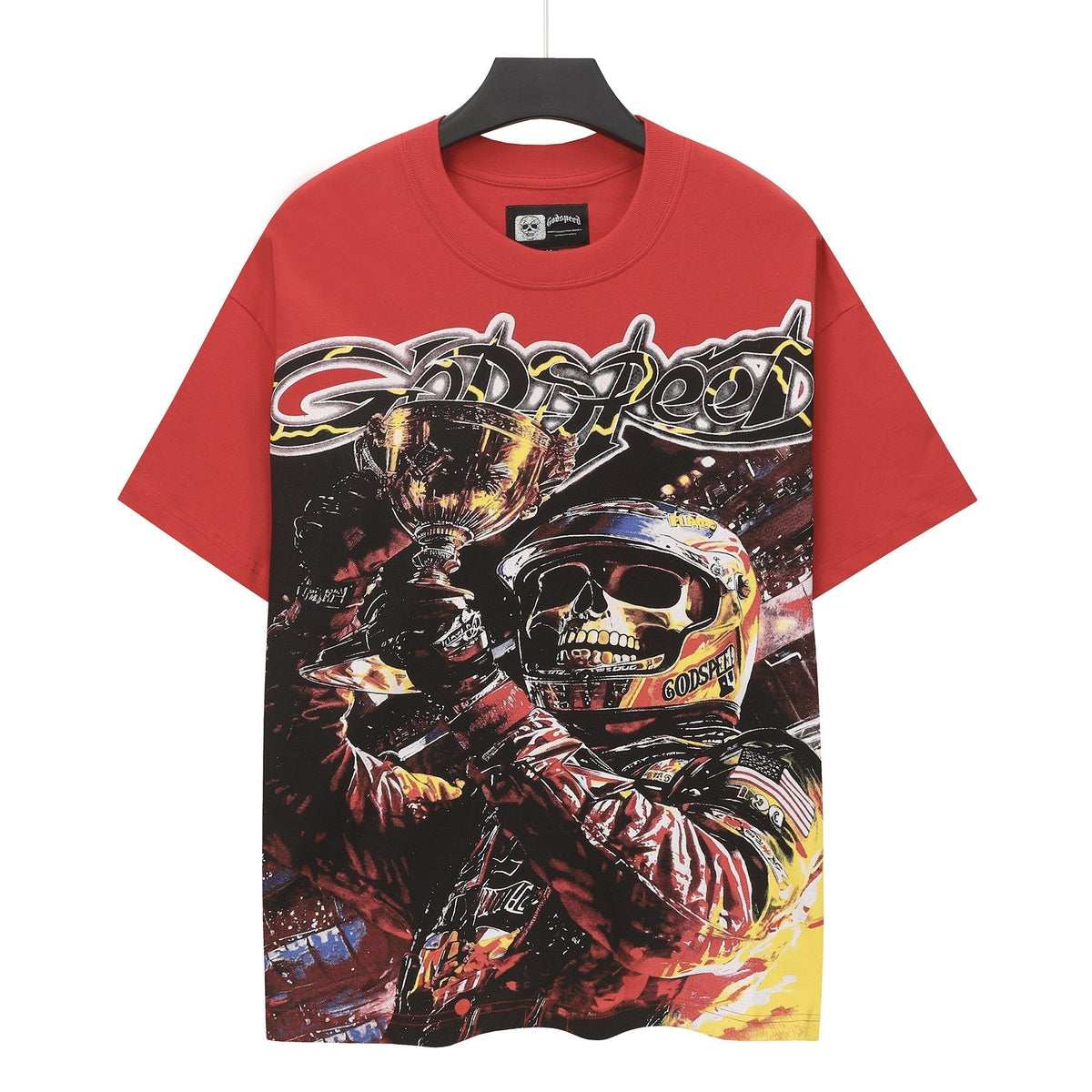 Godspeed Red Racing Skull Graphic T-Shirt