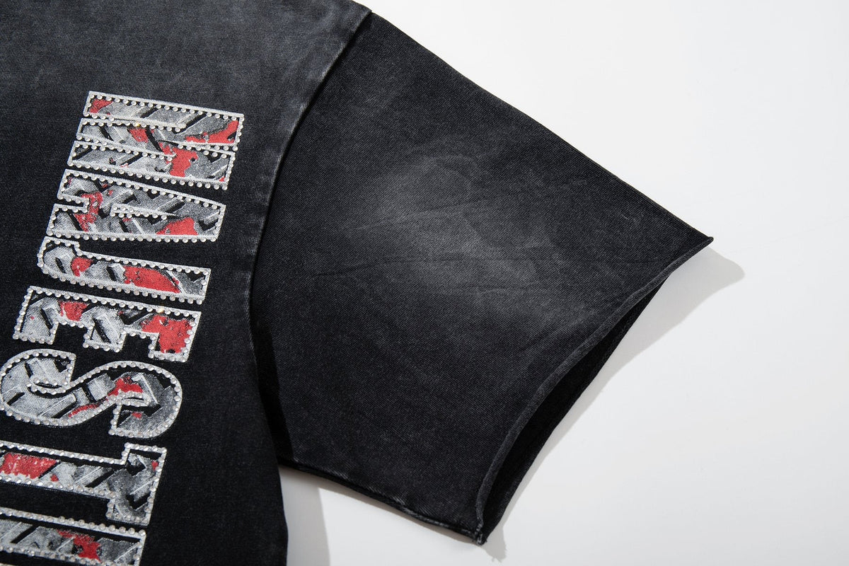 MAJESTIK Washed Black Graphic T-Shirt