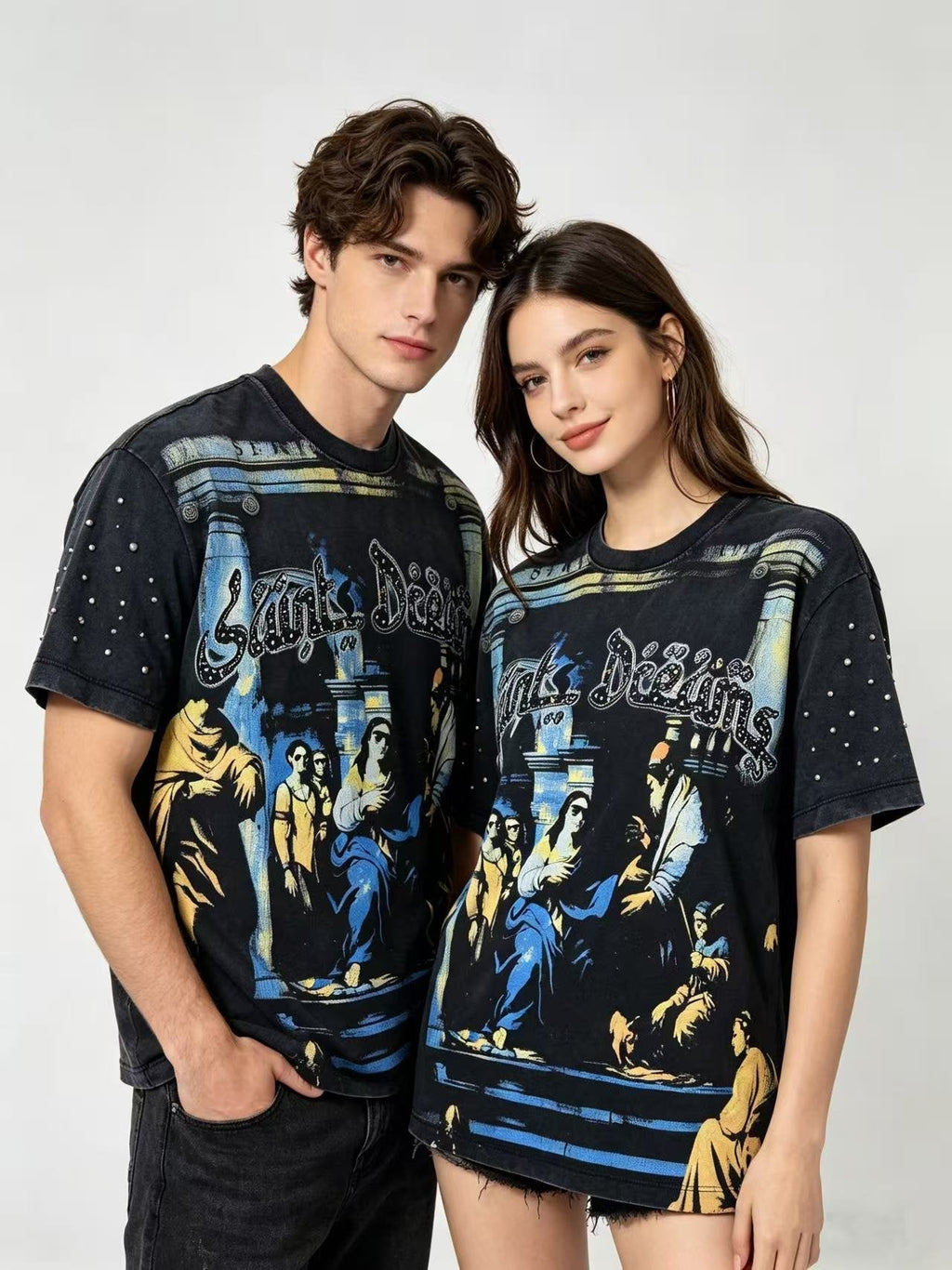 SAINT Religious Art Rhinestone T-Shirt