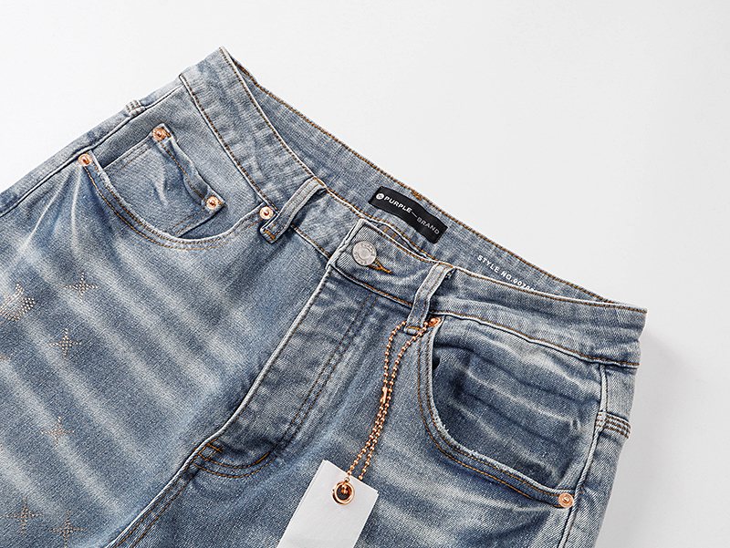 Purple Brand Light Blue Embellished Washed Jeans