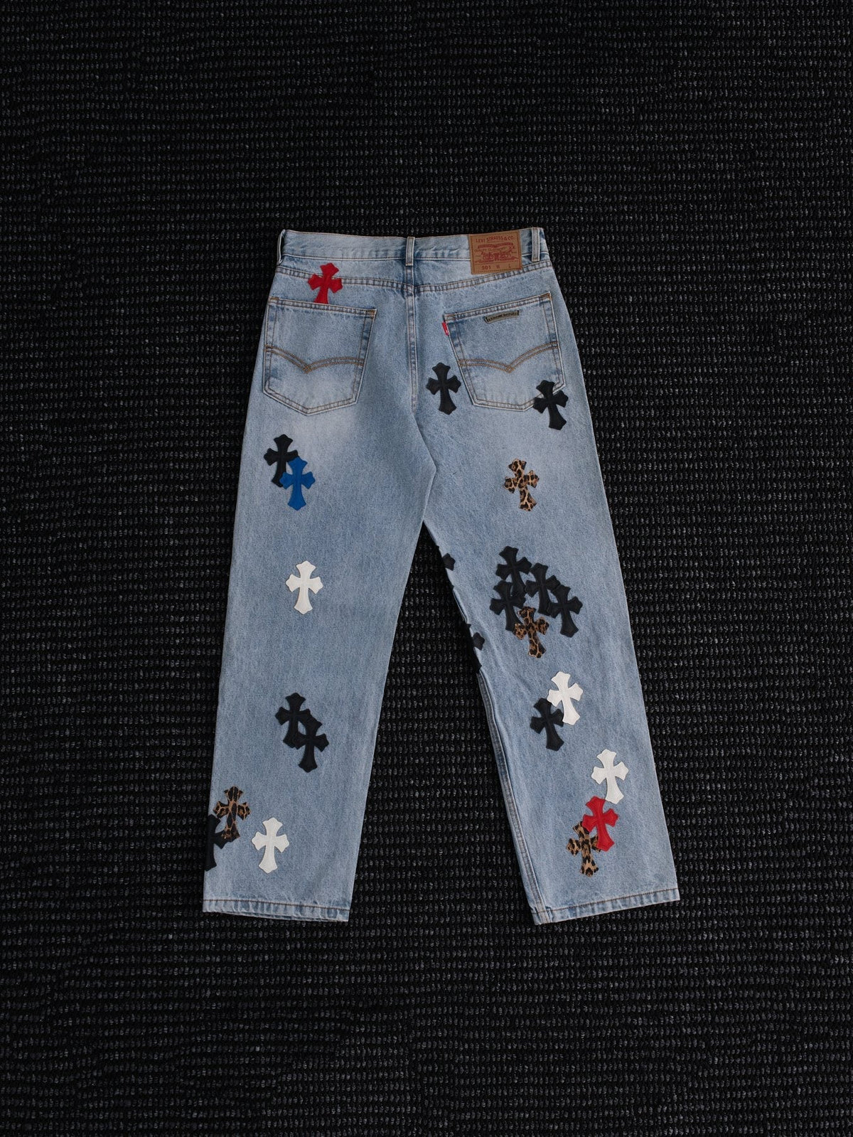 Chrome Hearts Light Blue Cross Patch Jeans