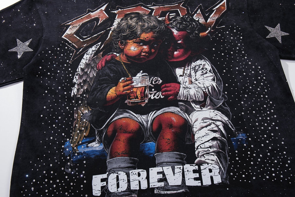 BKYS Revival Rhinestone Star Portrait Graphic T-Shirt