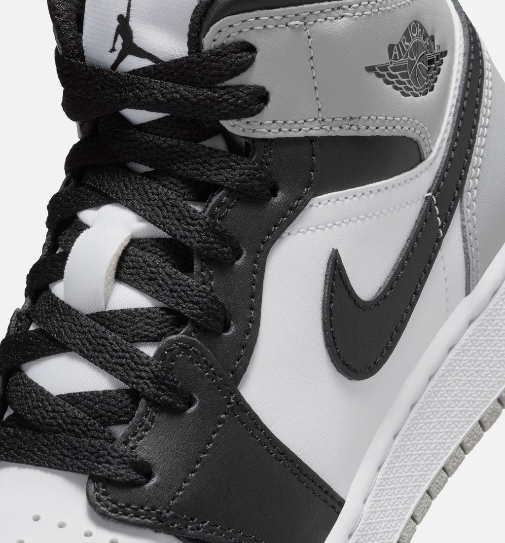 Air Jordan 1 Mid Grade School Shoes – White / Light Smoke Grey / Black