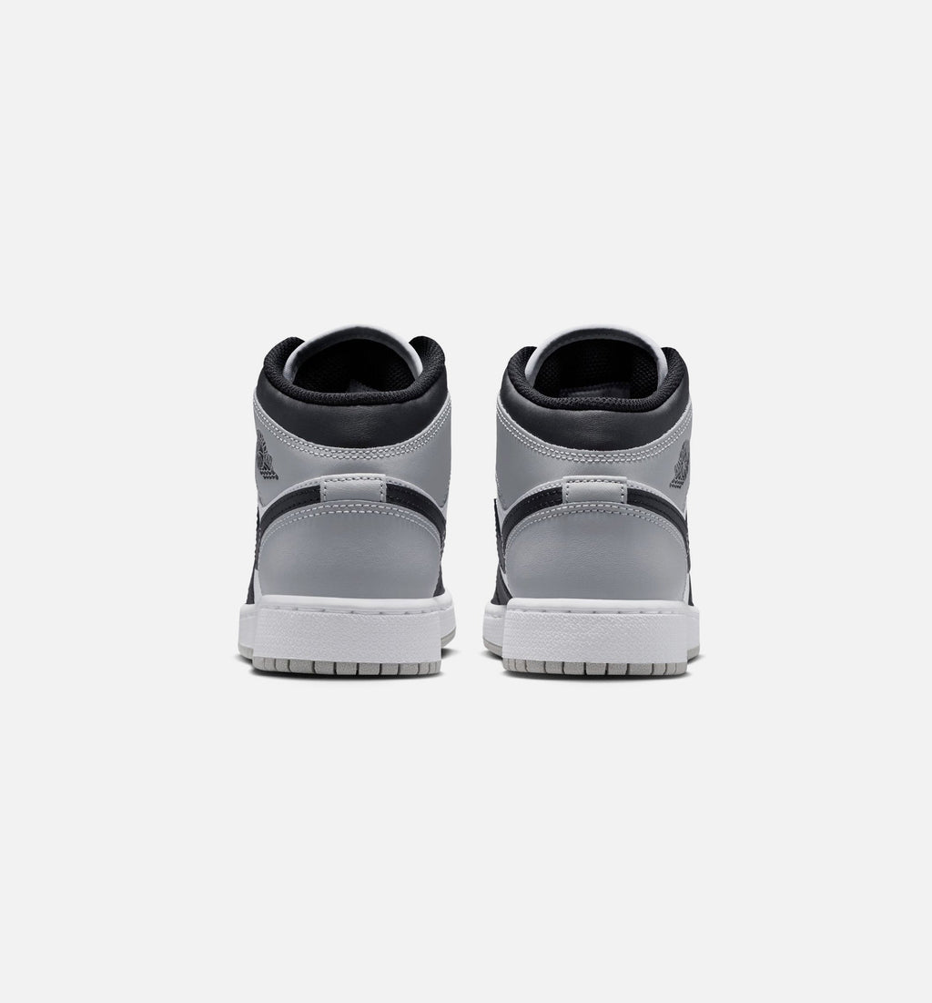 Air Jordan 1 Mid Grade School Shoes – White / Light Smoke Grey / Black