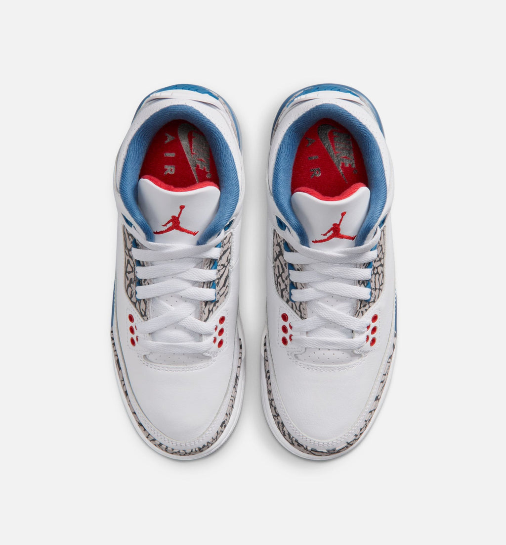 Air Jordan 3 Retro Grade School Lifestyle Shoe - White/Fire Red/True Blue