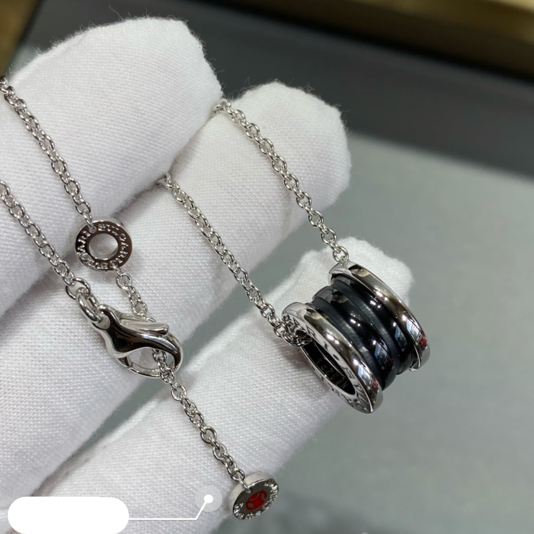 BVLGARI "Little Red Figure" Black Ceramic Necklace