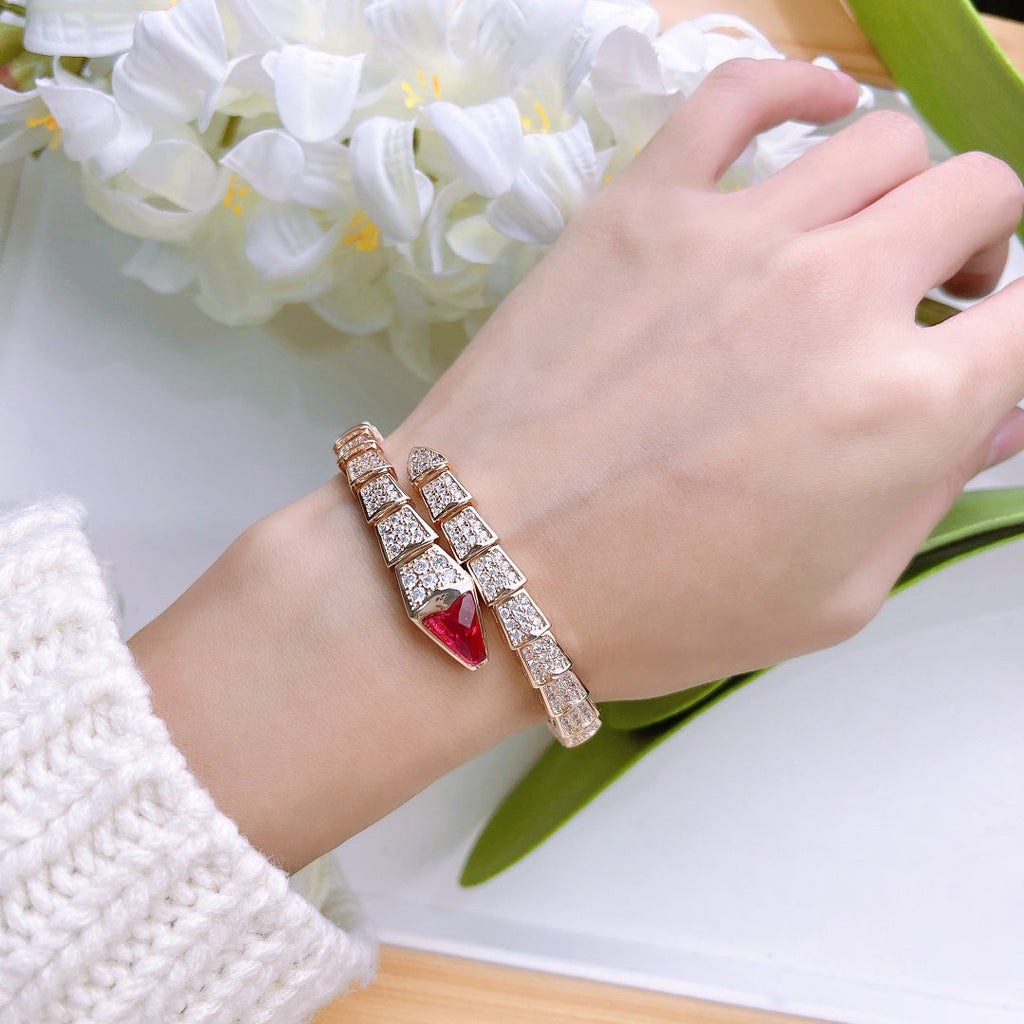 BVLGARI Serpenti Snake-Head Full-Diamond Bracelet