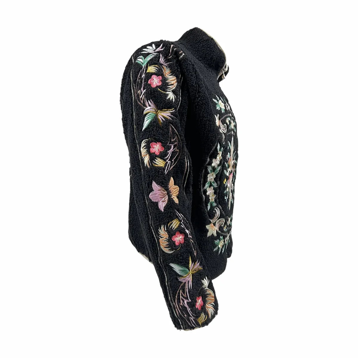 Abc. Floral Fleece Zip-Up 'Black'