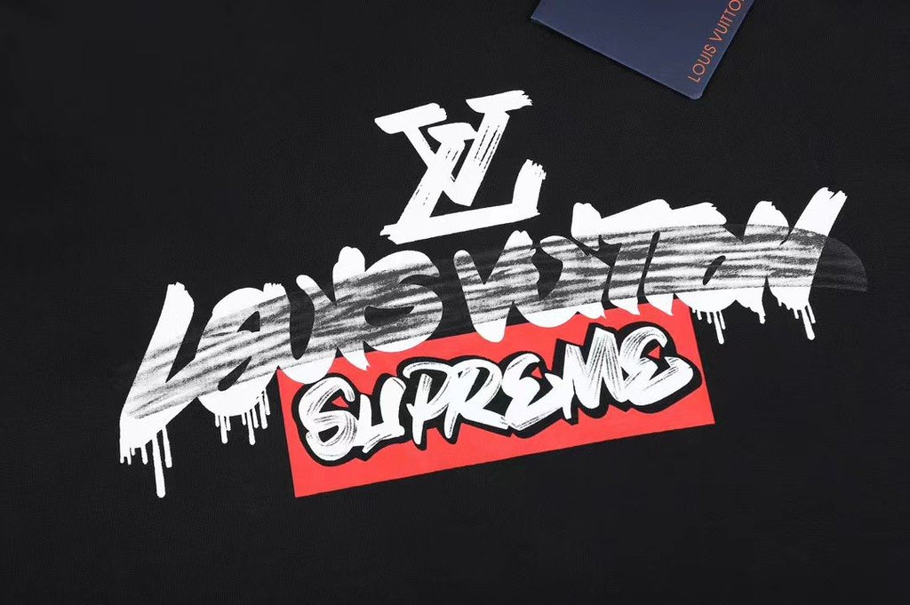 Supreme LV-Style Graffiti Graphic Short-Sleeve T-Shirt