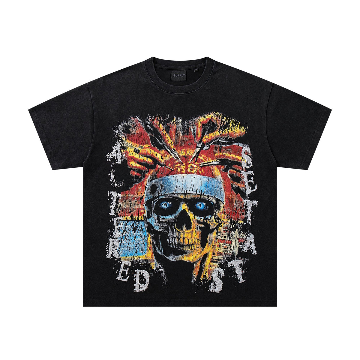 SUPPLY TEE Skull Rhinestone Graphic T-Shirt