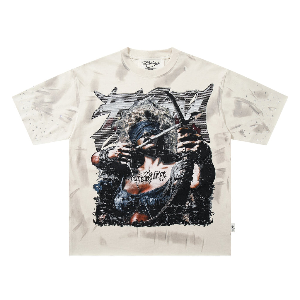 BKYS Revival Rhinestone Portrait Graphic T-Shirt