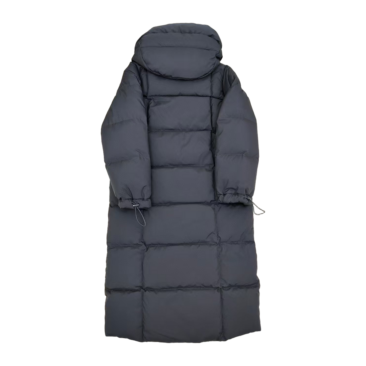 New Balance Hooded Long Puffer Coat – Black | Full-Length Athletic Winter Coat
