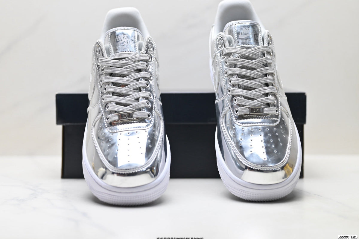 Nike Air Force 1 Low Metallic Silver Unisex Sneakers Style 16