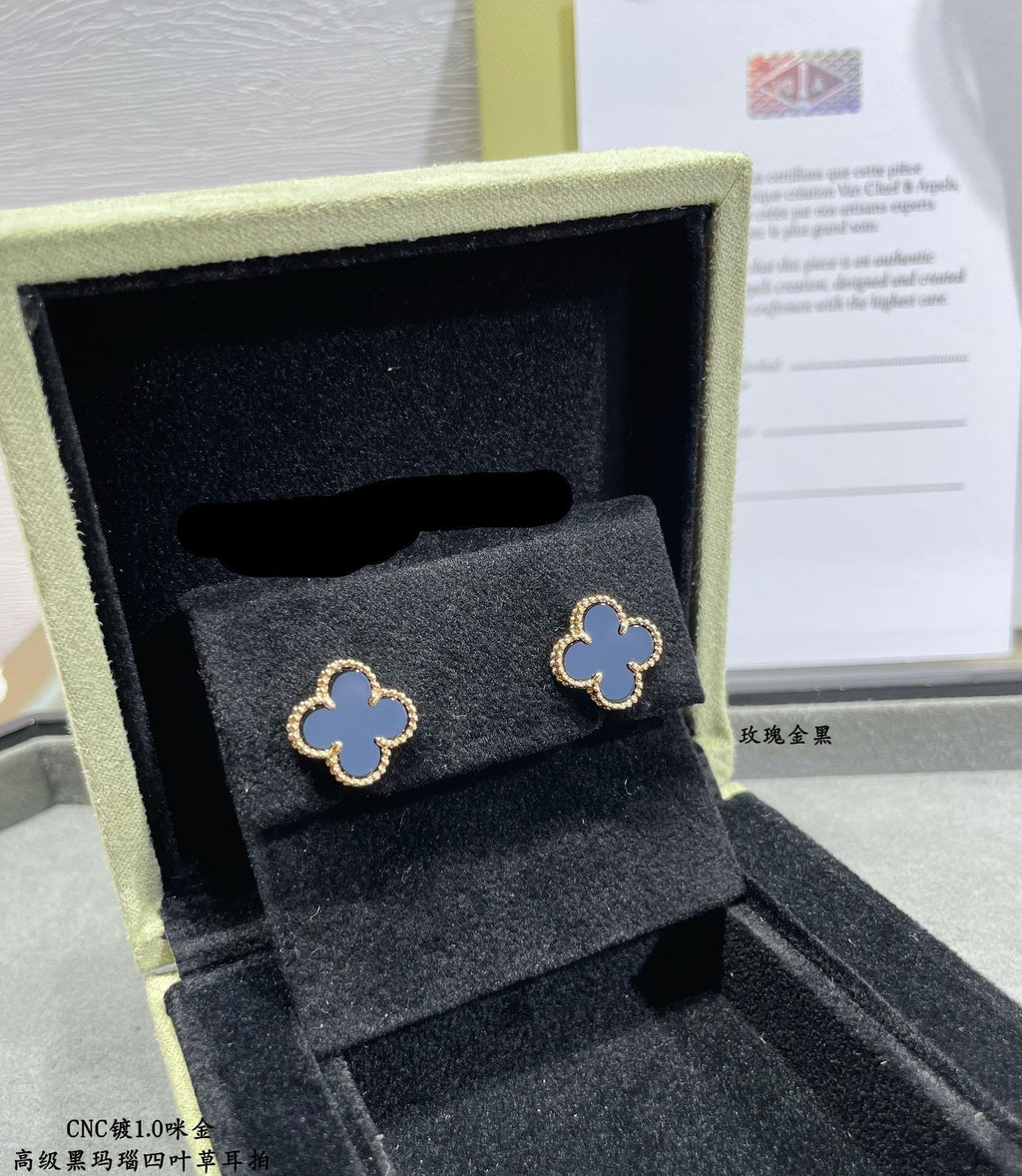Van Cleef & Arpels Vintage Alhambra Black Stone Earrings