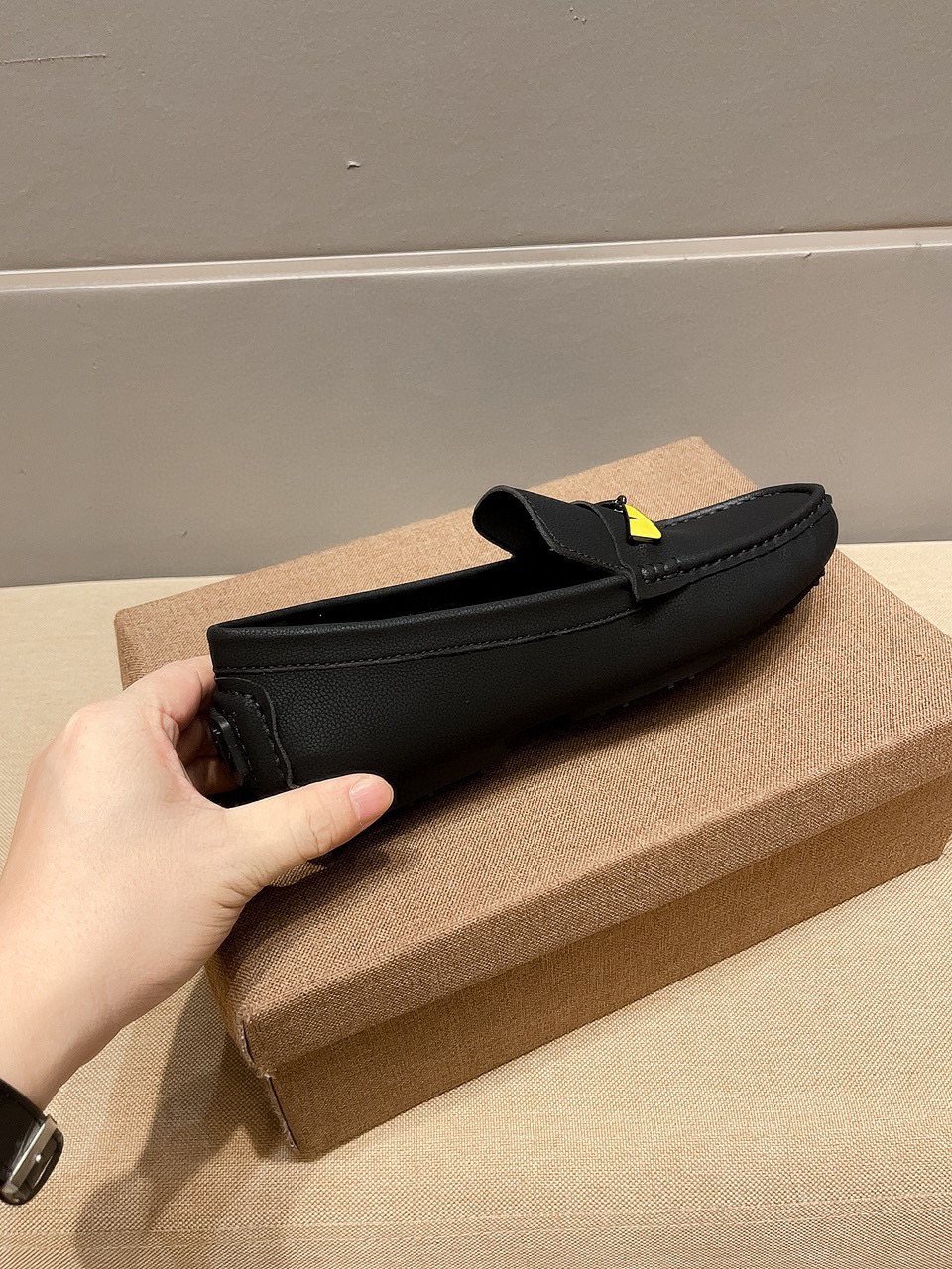Fendi Black Yellow Accent Loafers