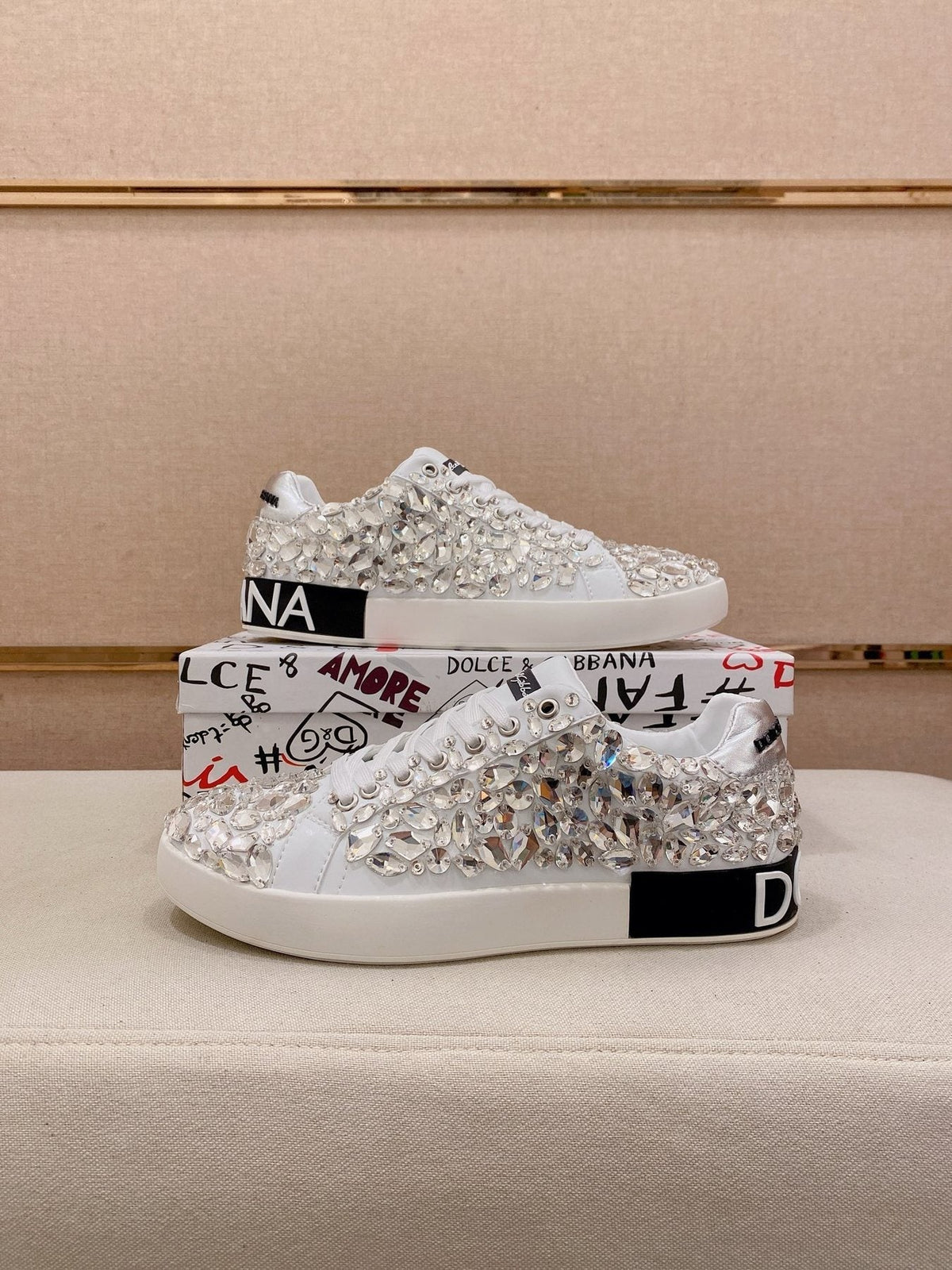Dolce & Gabbana Crystal-Embellished Low-Top Sneakers