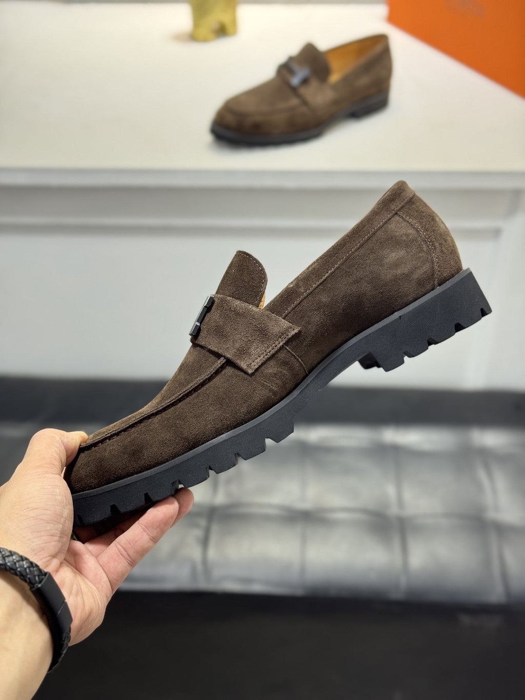 Hermès Men's Dark Brown Lug-Sole Loafers