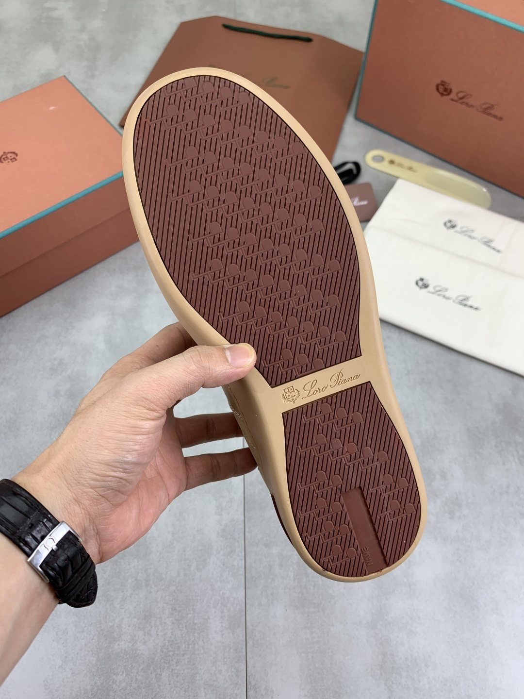 Loro Piana Beige Low-Top Sneakers