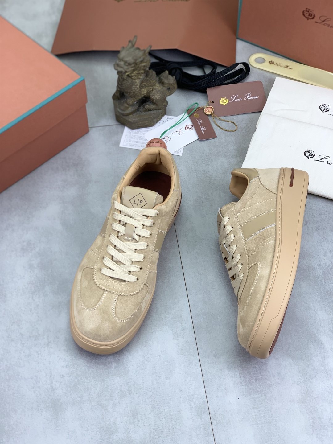 Loro Piana Beige Low-Top Sneakers
