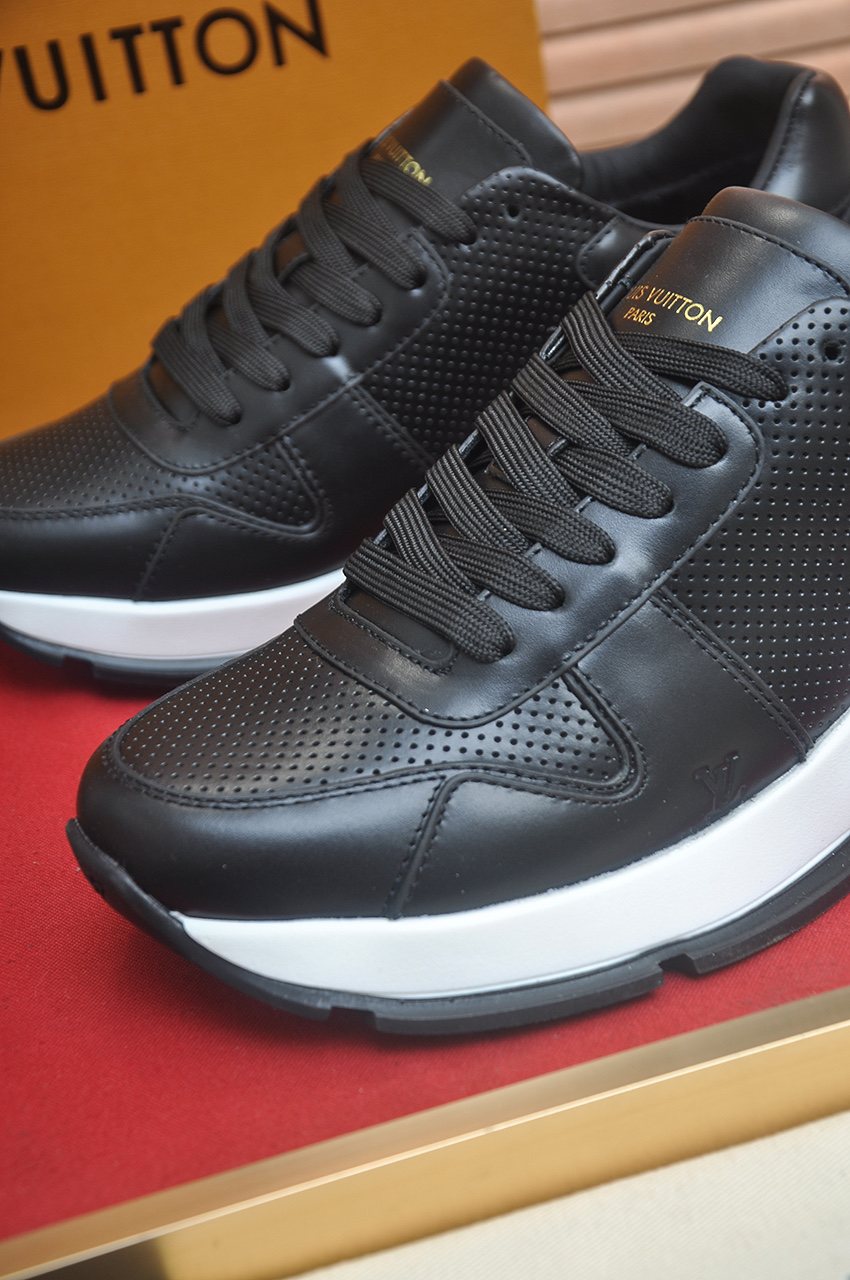 Louis Vuitton Black and White Low-Top Sneakers - Perforated Toe Detail