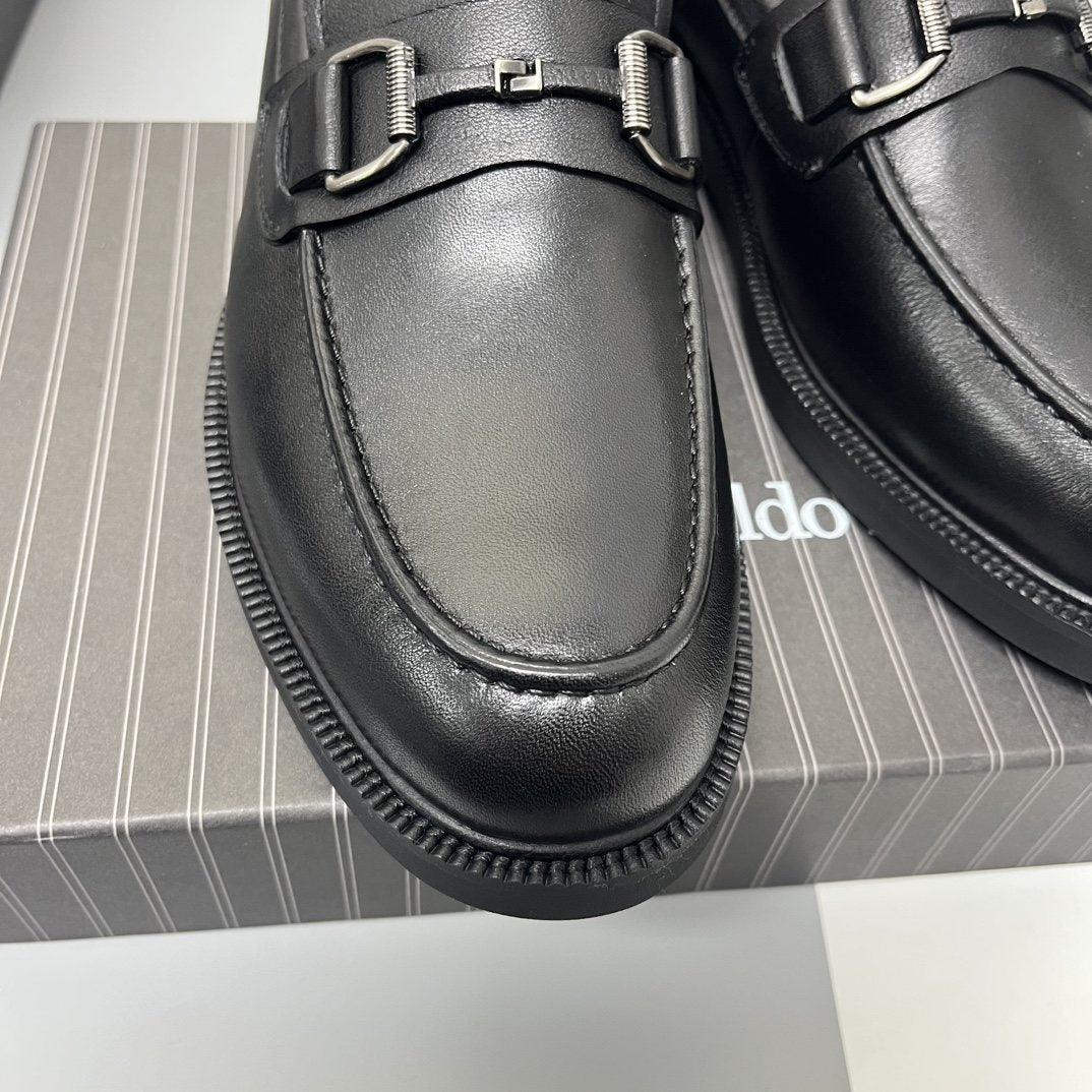 Ermenegildo Zegna Men's Black Leather Bit Loafers