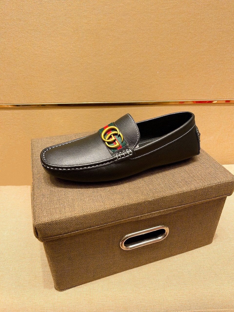 Gucci Black Red and Green Stripe Loafers