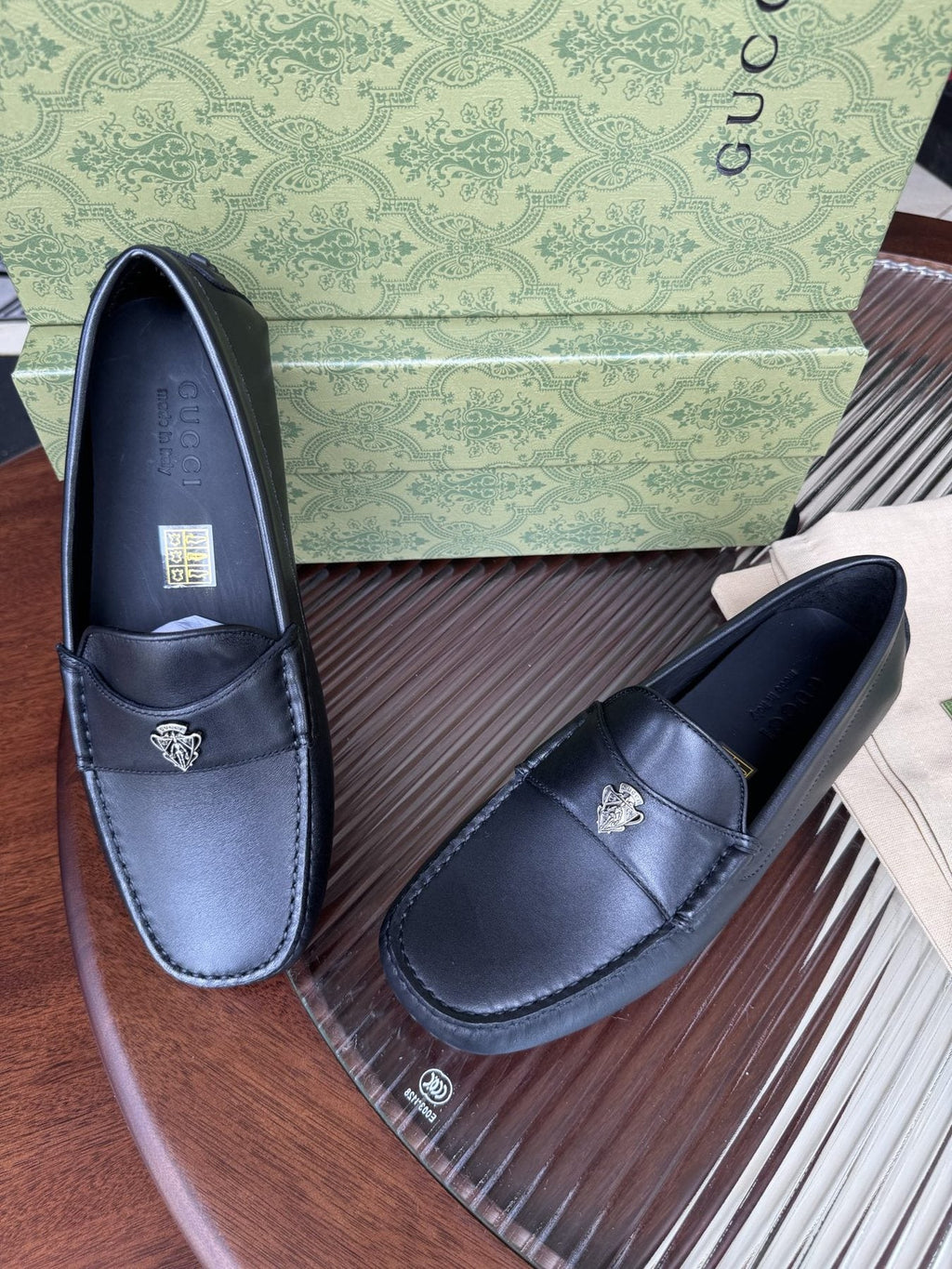 Gucci Black Metal-Bit Driving Loafers