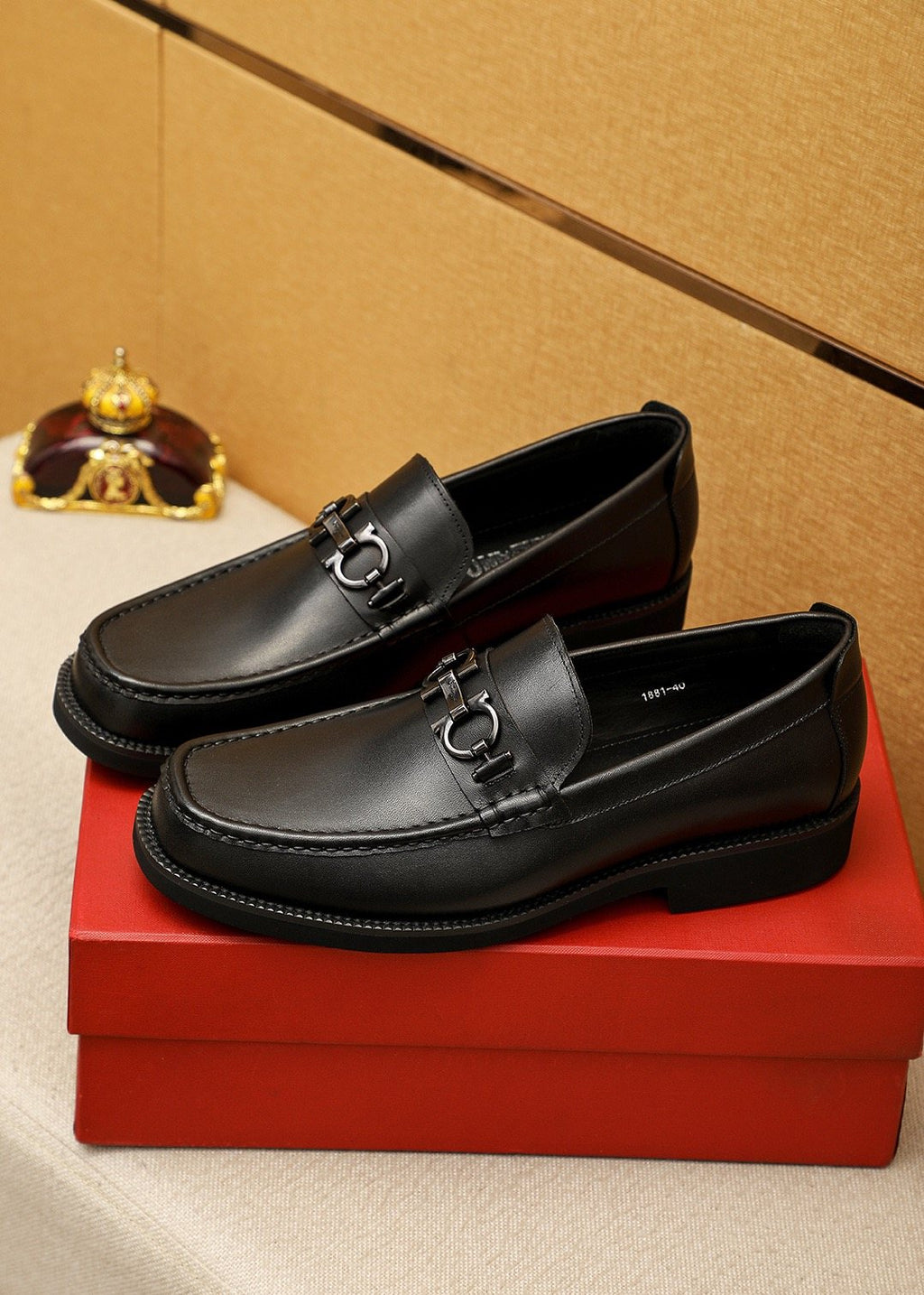 Ferragamo Black Hardware Loafers - Stacked Heel