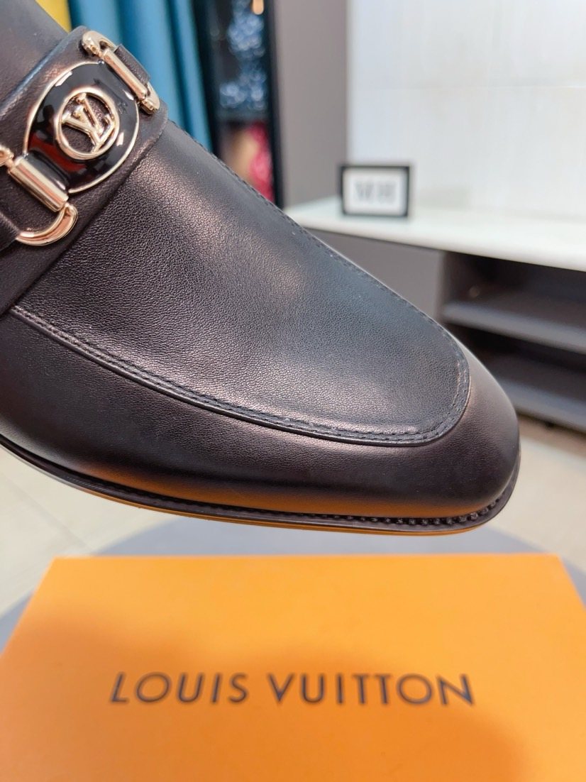 Louis Vuitton Black Hardware Loafers - Gold-Tone Hardware