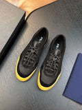Prada Men's Black Sneakers with Yellow Sole