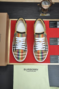 Burberry Beige Check Low-Top Sneakers - Beige Check-Pattern Upper
