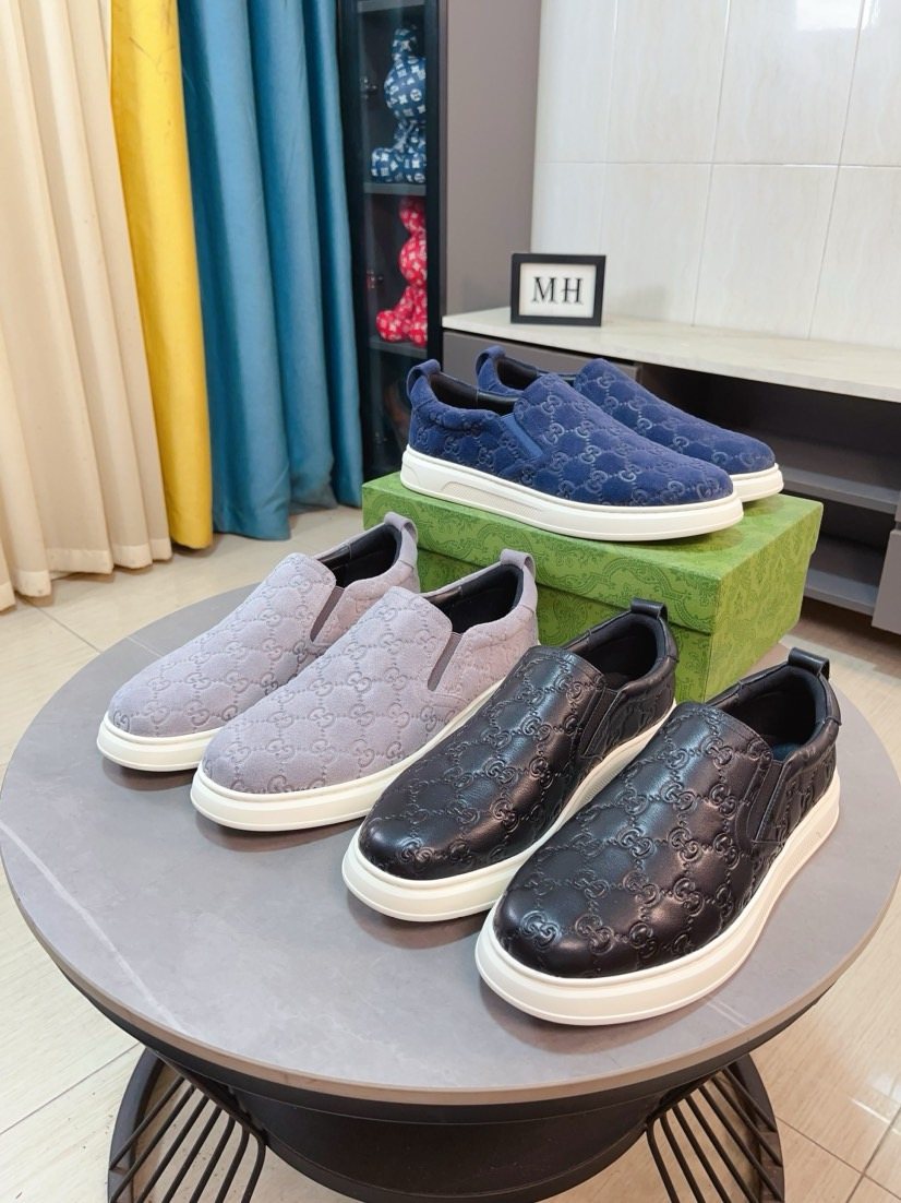 Gucci Men's Embossed Slip-On Sneakers