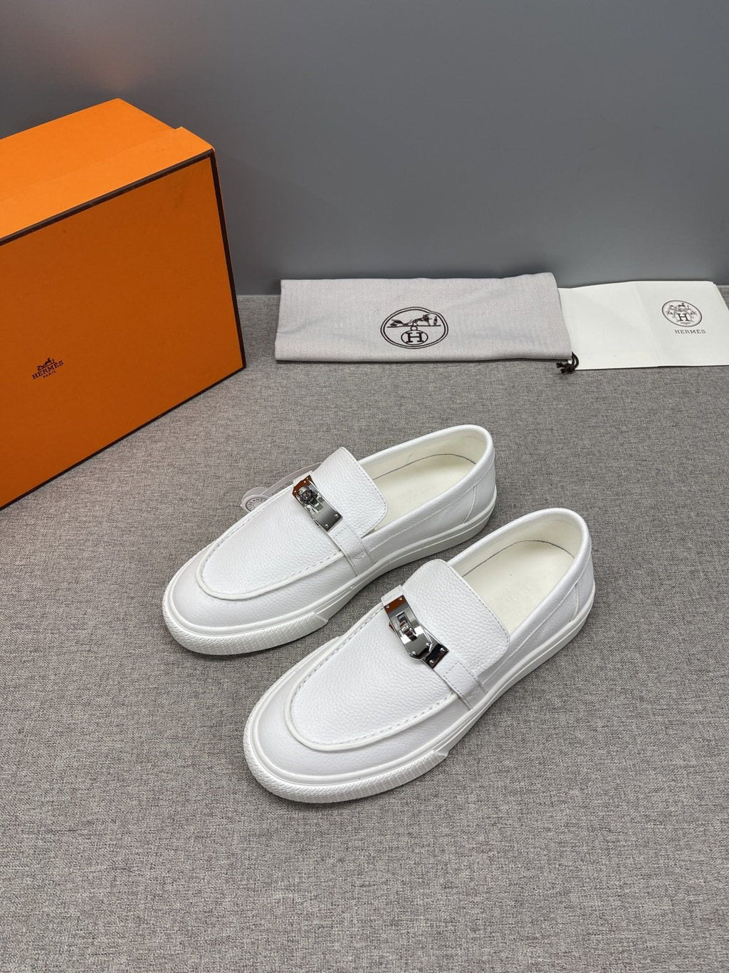 Hermès Textured Bar Loafers