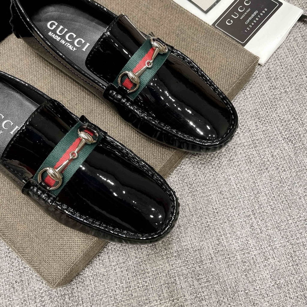 Gucci Web Stripe Loafers - Moc-Toe Stitching