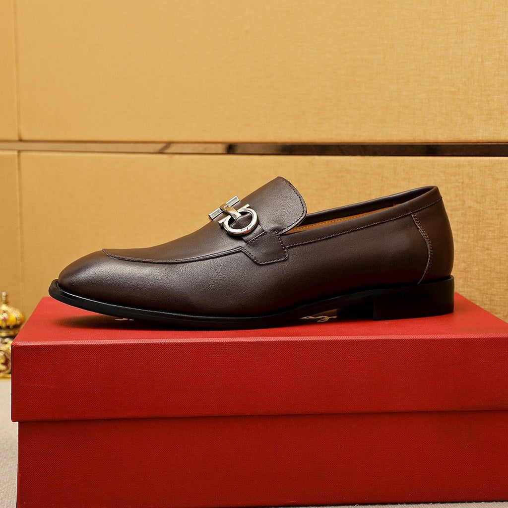 Ferragamo Silver-Tone Ornament Loafers