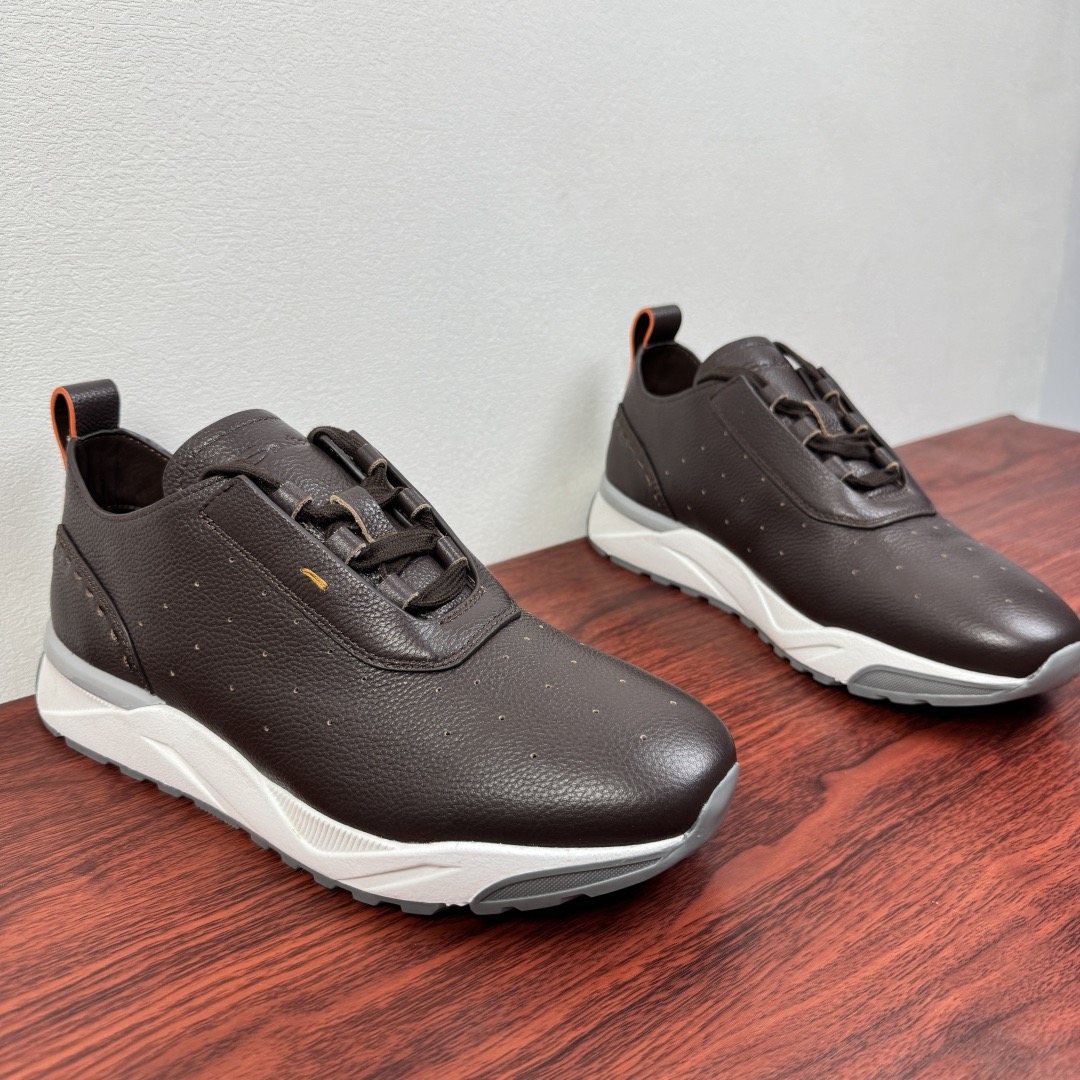 Santoni Men's Perforated Leather Low-Top Sneakers