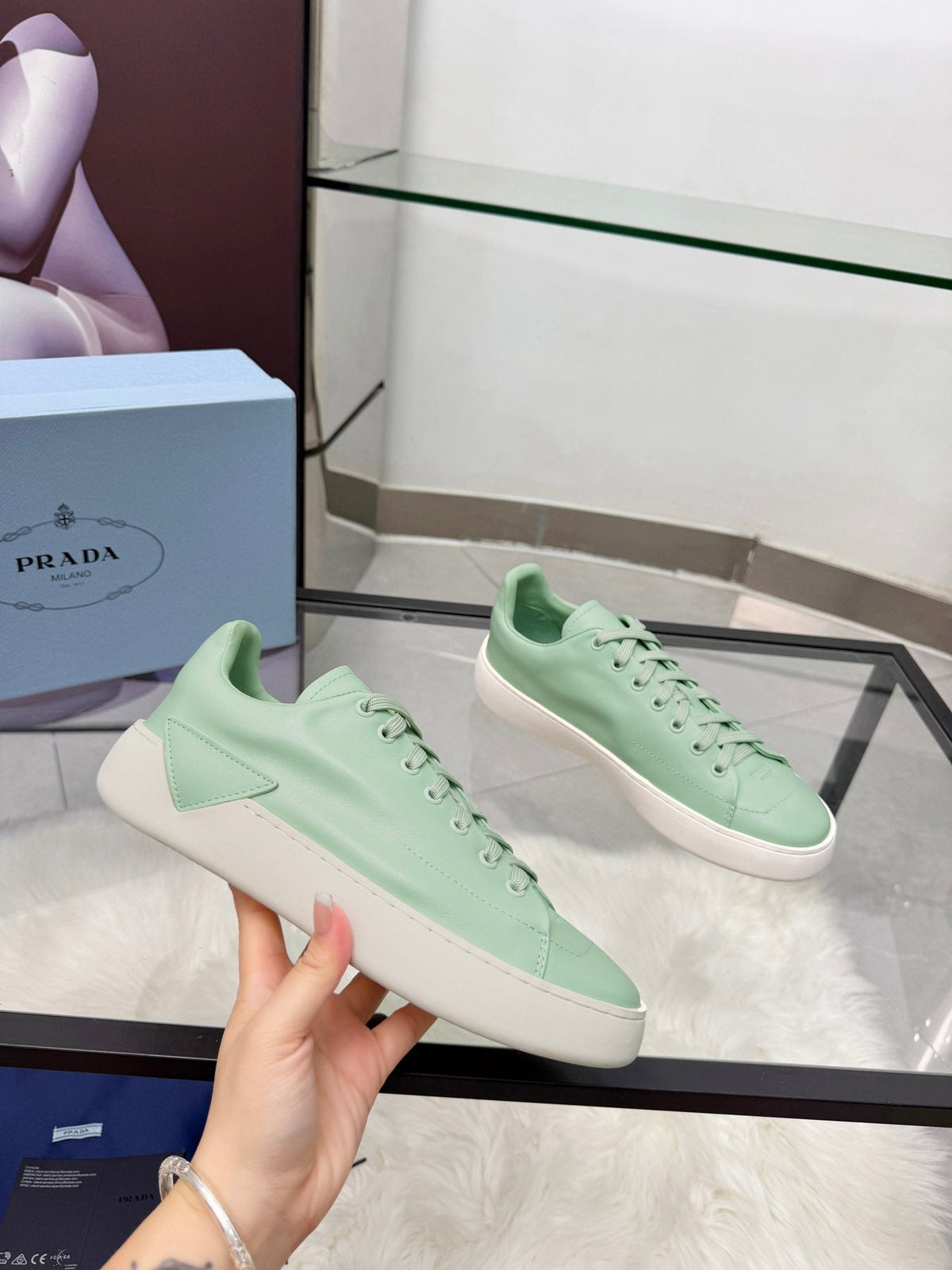 Prada Tonal Tan Low-Top Sneakers