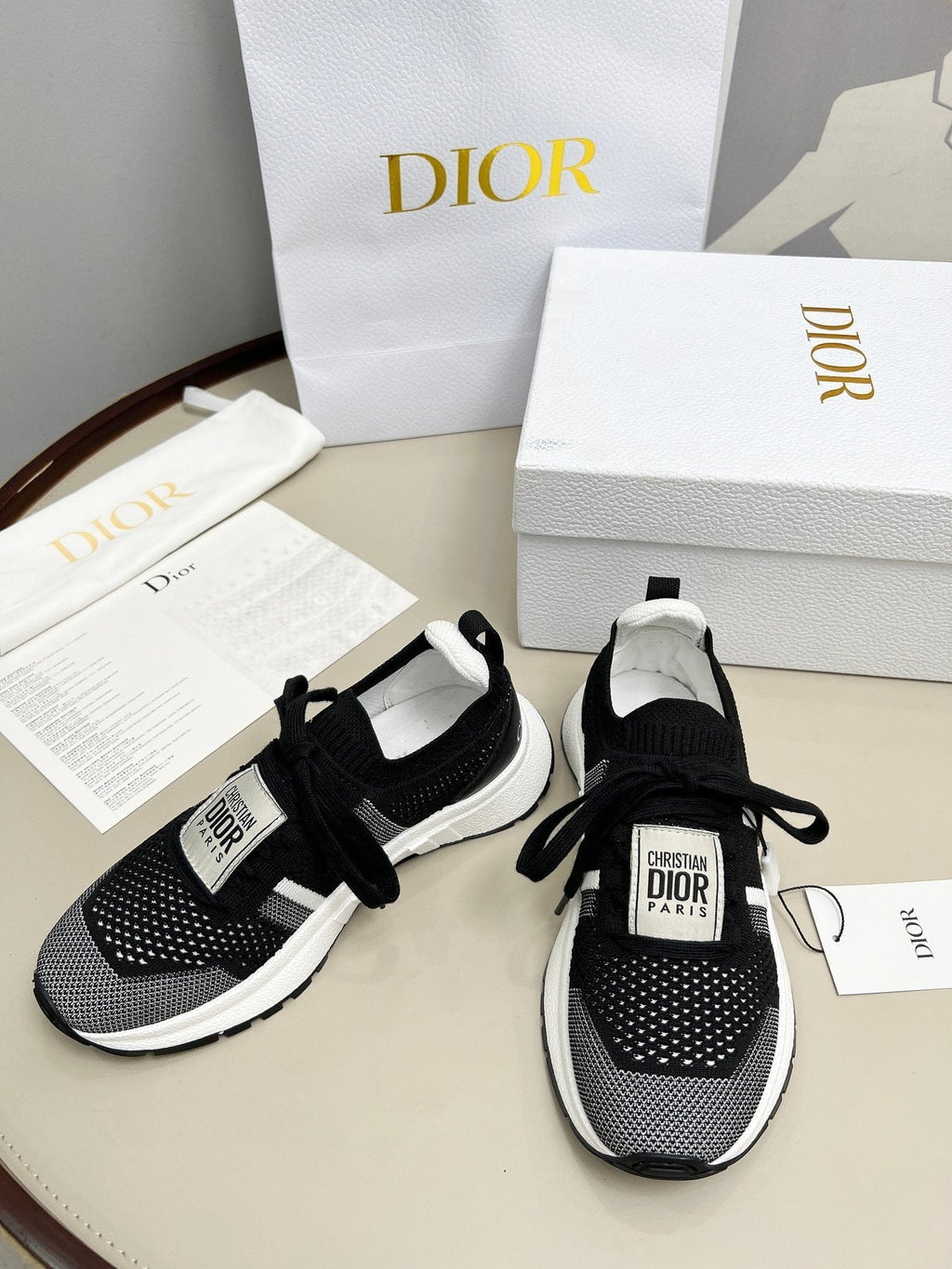 Dior Knit Lace-Up Sneakers - Padded Collar