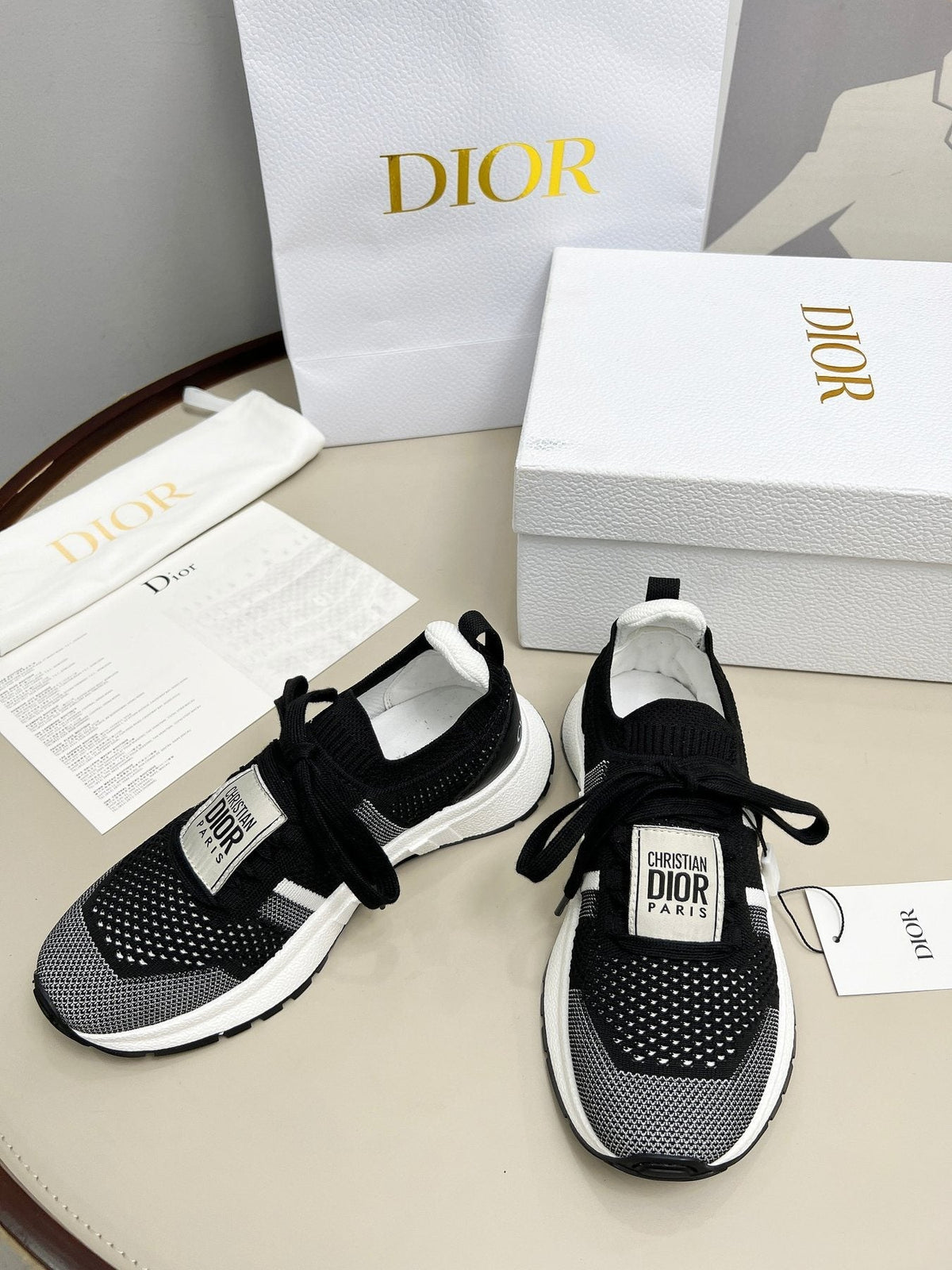 Dior Knit Lace-Up Sneakers - Padded Collar
